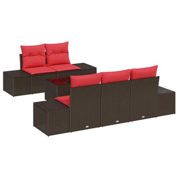 vidaXL Garden Sofa Set 6 pcs Brown Poly rattan