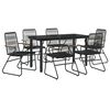 vidaXL 7 Piece Garden Dining Set Black PVC Rattan