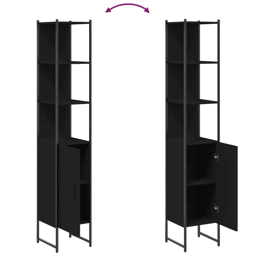vidaXL Bathroom Cabinet Black 33x33x185.5 cm Engineered Wood