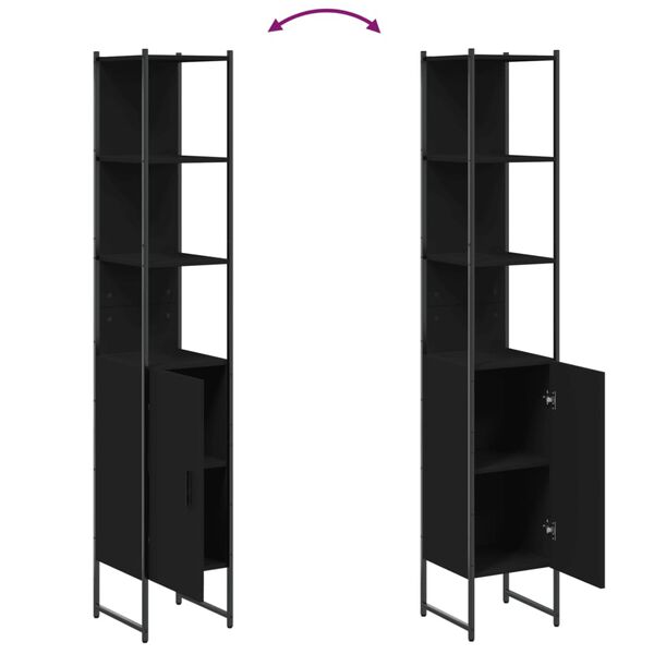 vidaXL Bathroom Cabinet Black 33x33x185.5 cm Engineered Wood