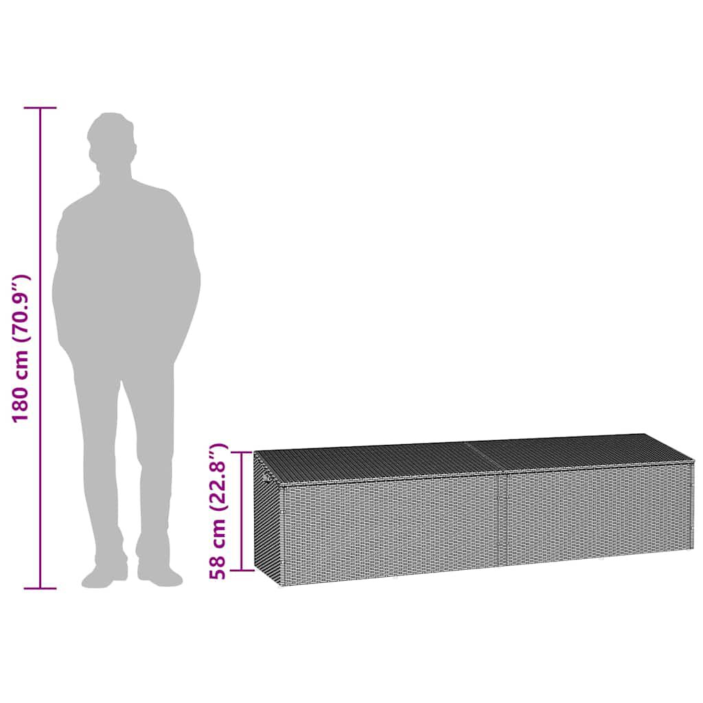 vidaXL Garden Storage Box Grey 220x50x58 cm Poly Rattan
