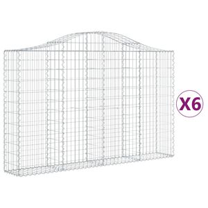 vidaXL Arched Gabion Baskets 6 pcs 200x30x120/140 cm Galvanised Iron