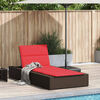 vidaXL Sunbed with Floating Cushion Brown Poly Rattan