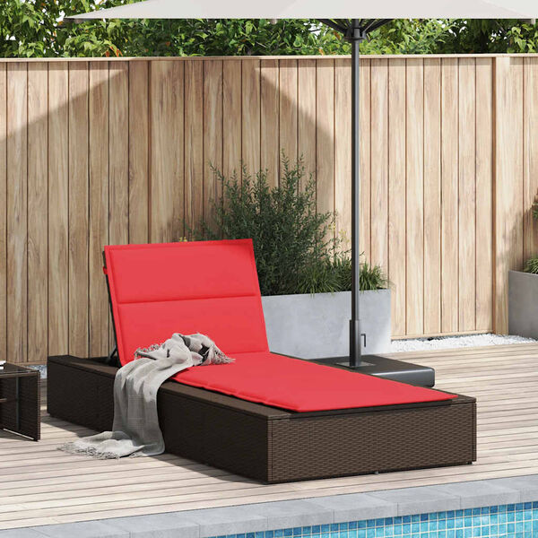 vidaXL Sunbed with Floating Cushion Brown Poly Rattan