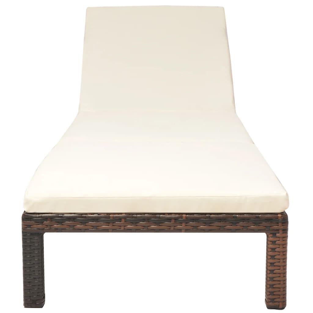 vidaXL Sun Lounger with Cushion Poly Rattan Brown