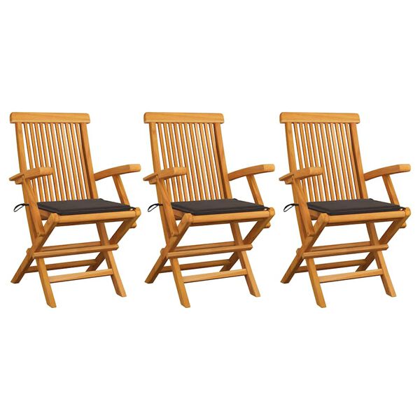 vidaXL Garden Chairs with Taupe Cushions 3 pcs Solid Teak Wood