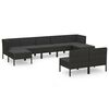 vidaXL 9 Piece Garden Lounge Set with Cushions Poly Rattan Black
