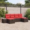 vidaXL Garden Sofa Set with Cushion 6 pcs Brown Poly Rattan