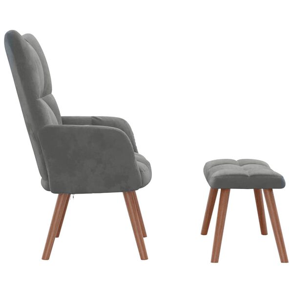 vidaXL Relaxing Chair with a Stool Dark Grey Velvet