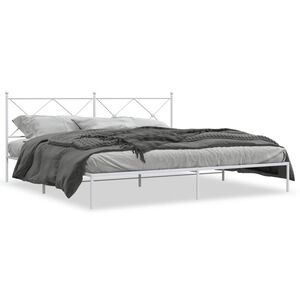 vidaXL Metal Bed Frame without Mattress with Headboard White 193x203cm