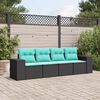 vidaXL 4 Piece Garden Sofa Set with Cushions Black Poly Rattan