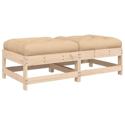 vidaXL Garden Footstools with Cushions 2pcs Solid Wood Pine