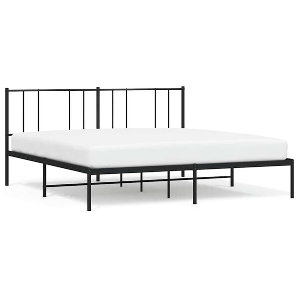 vidaXL Metal Bed Frame without Mattress with Headboard Black 193x203cm