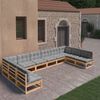 vidaXL 10 Piece Garden Lounge Set with Cushions Solid Pinewood