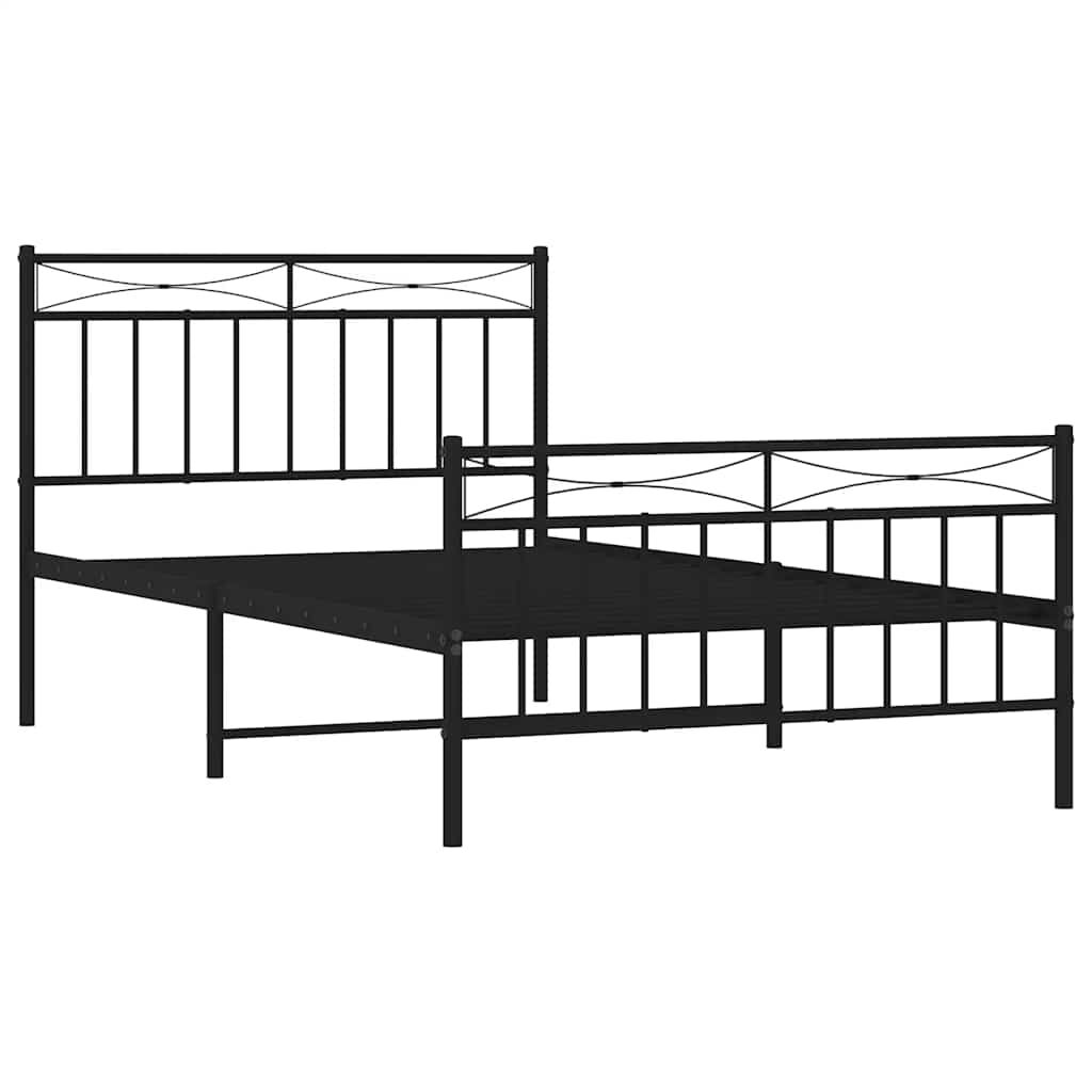 vidaXL Metal Bed Frame without Mattress with Footboard Black 100x200cm