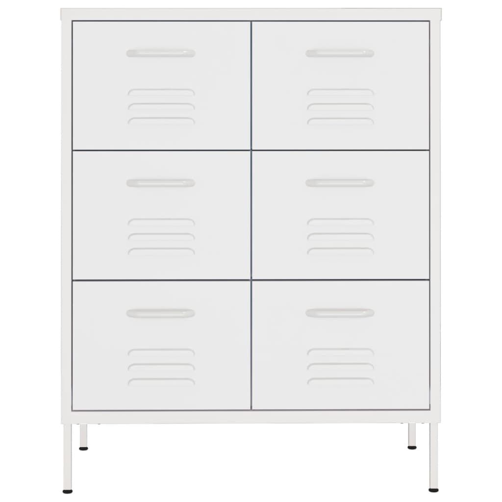 vidaXL Drawer Cabinet White 80x35x101.5 cm Steel