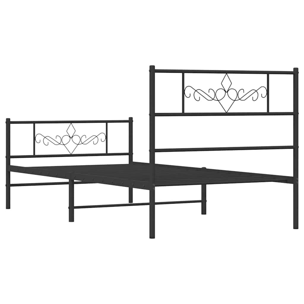 vidaXL Metal Bed Frame without Mattress with Footboard Black 100x200cm