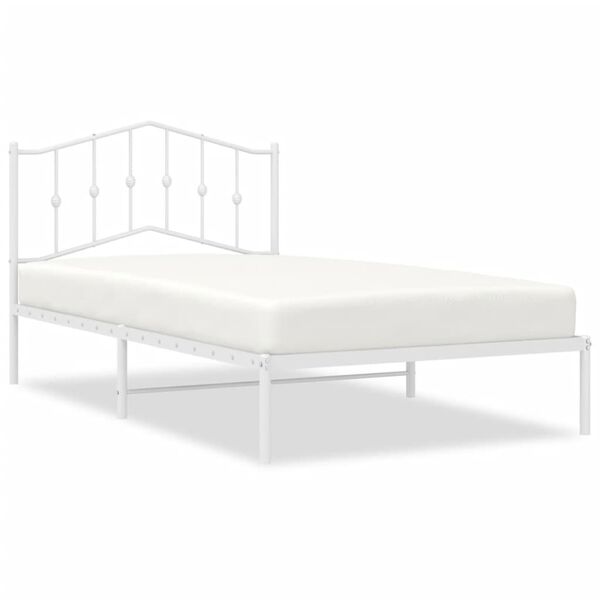 vidaXL Metal Bed Frame without Mattress with Headboard White 100x200cm