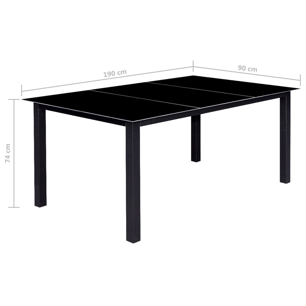 vidaXL 9 Piece Folding Outdoor Dining Set Aluminium Black