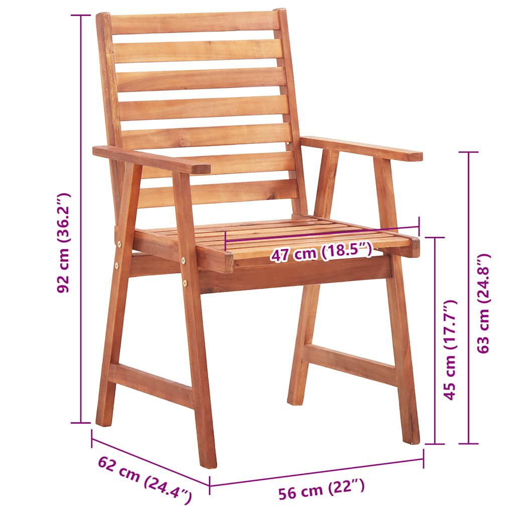 vidaXL Outdoor Dining Chairs 4 pcs with Cushions Solid Acacia Wood