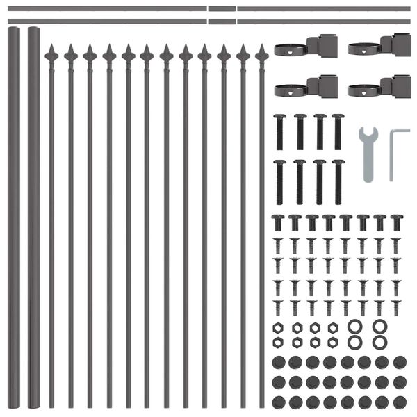 vidaXL Garden Fence Grey 1.7 x 0.6 m Powder-coated steel