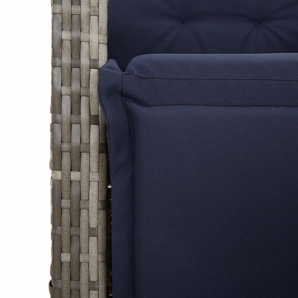 vidaXL 5 Piece Garden Dining Set with Cushions Grey Poly Rattan