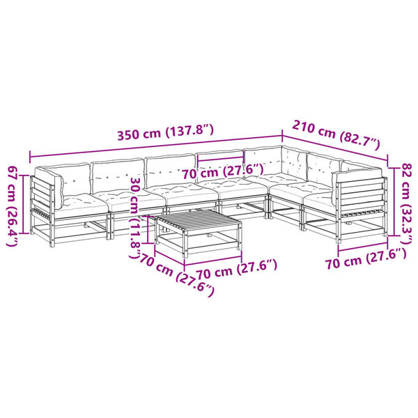 vidaXL 8 Piece Garden Sofa Set with Cushions Solid Wood Pine