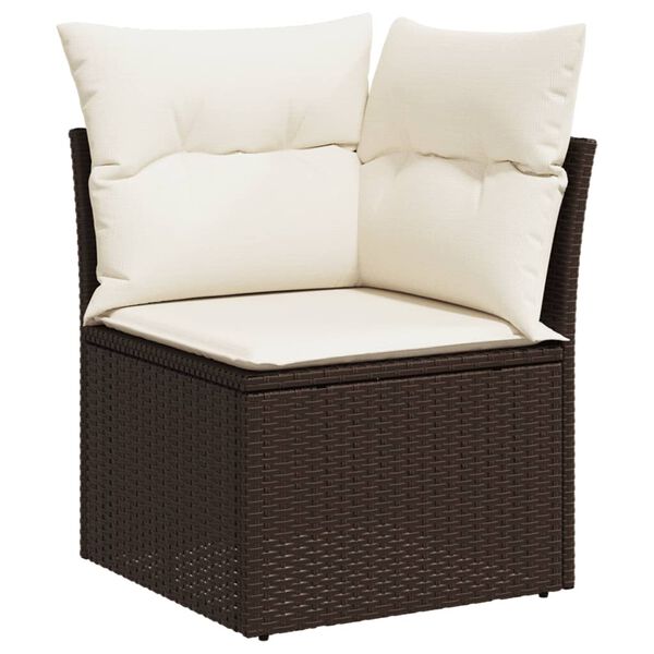 vidaXL 7 Piece Garden Sofa Set with Cushions Brown Poly Rattan