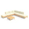 vidaXL 8 Piece Garden Lounge Set with Cream Cushions Pinewood
