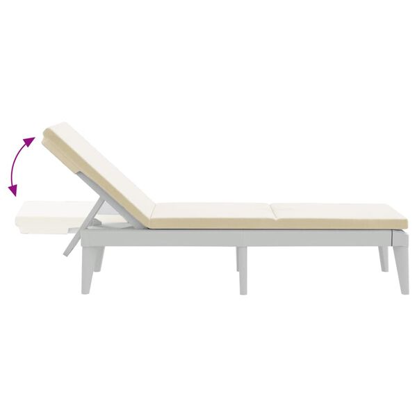 vidaXL Sun Lounger with Cushion White 186x60x29 cm PP