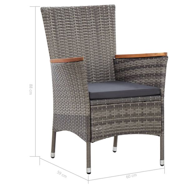 vidaXL 7 Piece Garden Dining Set with Cushions Poly Rattan Grey