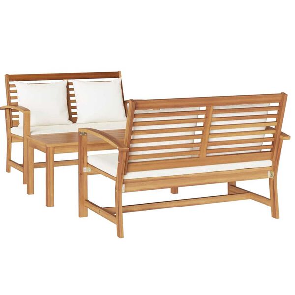 Garden Sofa Set 3 pcs Natural Solid teak wood