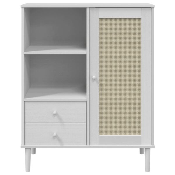 vidaXL Highboard SENJA Rattan Look White 90x40x112 cm Solid Wood Pine