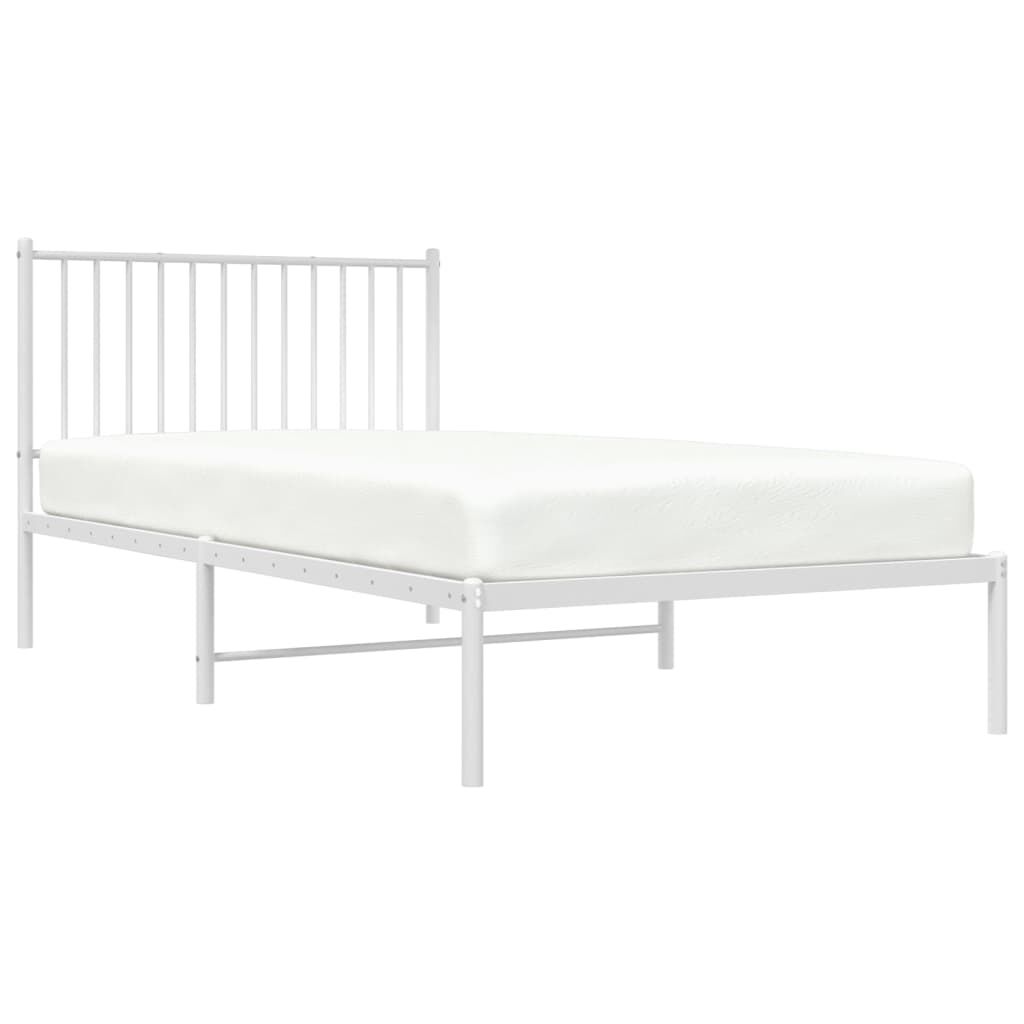 vidaXL Metal Bed Frame without Mattress with Headboard White 100x200cm