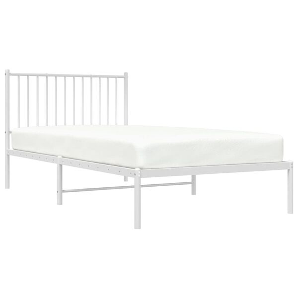 vidaXL Metal Bed Frame without Mattress with Headboard White 100x200cm