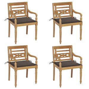 vidaXL Batavia Chairs with Cushions 4 pcs Solid Teak Wood