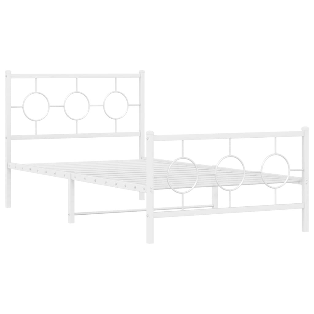 vidaXL Metal Bed Frame without Mattress with Footboard White 100x200cm