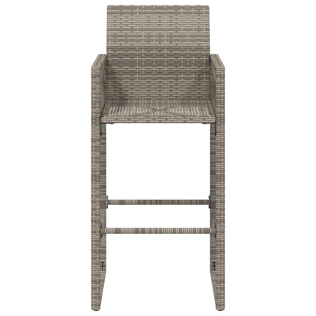 vidaXL Garden Bar Stools 2 pcs Grey Poly Rattan