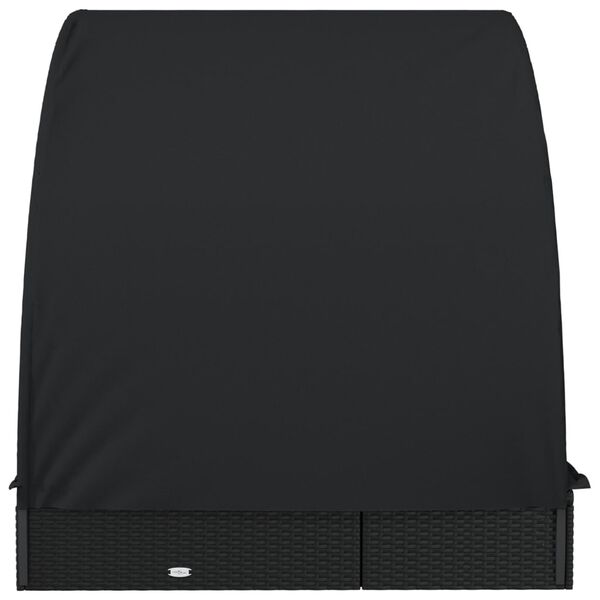 vidaXL 2-Person Sunbed with Round Roof Black 211x112x140 cm Poly Rattan
