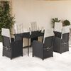 vidaXL 7 Piece Garden Dining Set with Cushions Black Poly Rattan