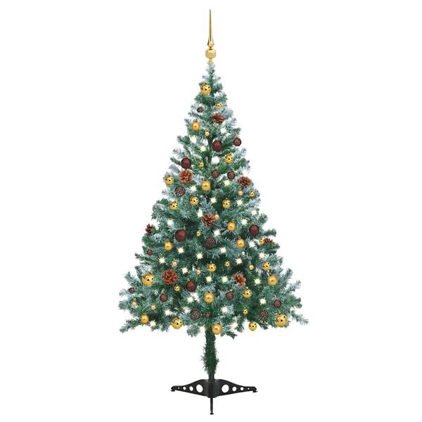 vidaXL Artificial Pre-lit Christmas Tree with Ball Set Pinecones 210 cm