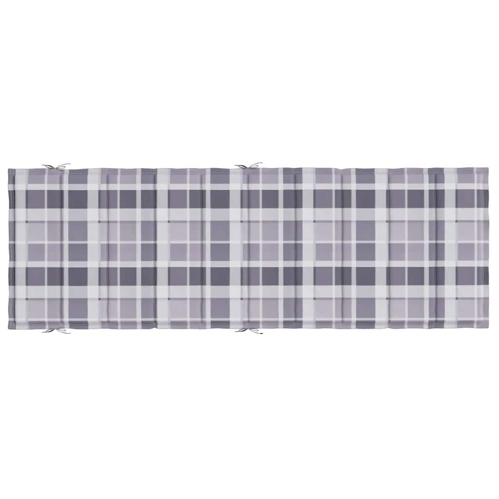 vidaXL Sun Lounger Cushion Grey Check Pattern 186x58x4cm Oxford Fabric