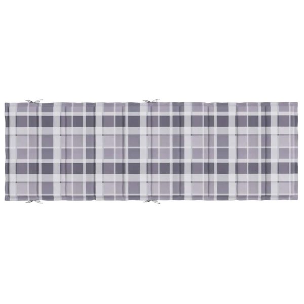 vidaXL Sun Lounger Cushion Grey Check Pattern 186x58x4cm Oxford Fabric