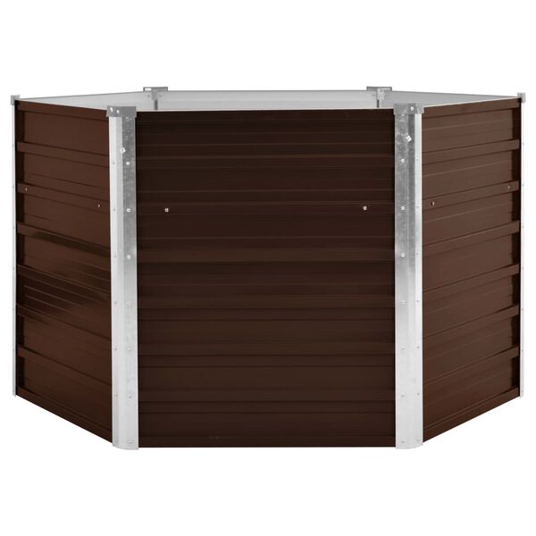 vidaXL Garden Raised Bed Brown 129x129x77 cm Galvanised Steel