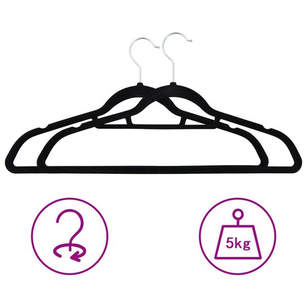 vidaXL 50 pcs Clothes Hanger Set Anti-slip Black Velvet