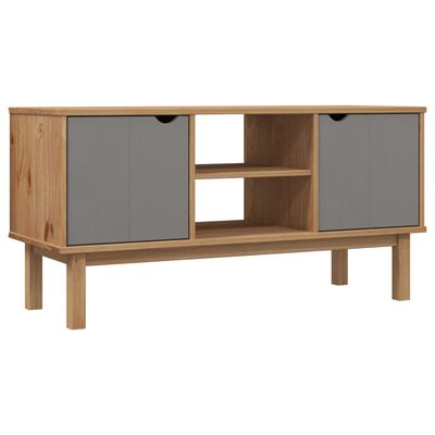 vidaXL TV Cabinet OTTA Brown and Grey 113.5x43x57 cm Solid Wood Pine