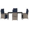 vidaXL Garden Dining Set with Cushion 5 pcs Grey and Black Rattan