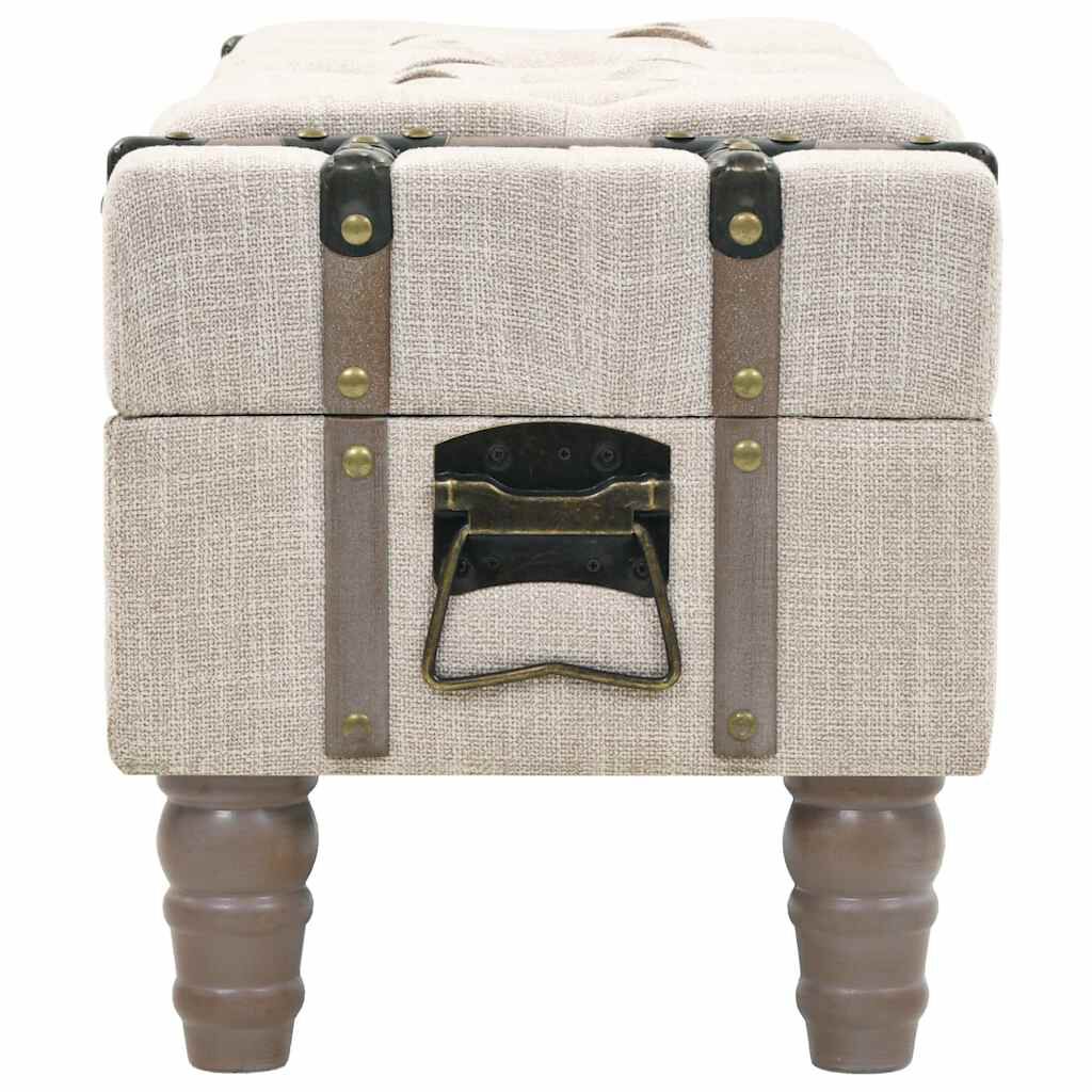 vidaXL Storage Bench 111 cm Cream Solid Wood Fir&Fabric