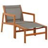 vidaXL Garden Chair with Footrest Grey Solid Eucalyptus Wood&Textilene