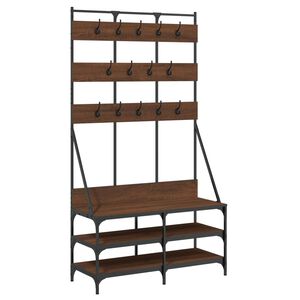 vidaXL Clothes Rack with Shoe Storage Brown Oak 100x40x184 cm
